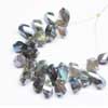 Natural Silver Coated Labradorite Twisted Drops Briolette Beads  Length 3 Inches (25 Beads) and Size 10mm to 13mm approx. 